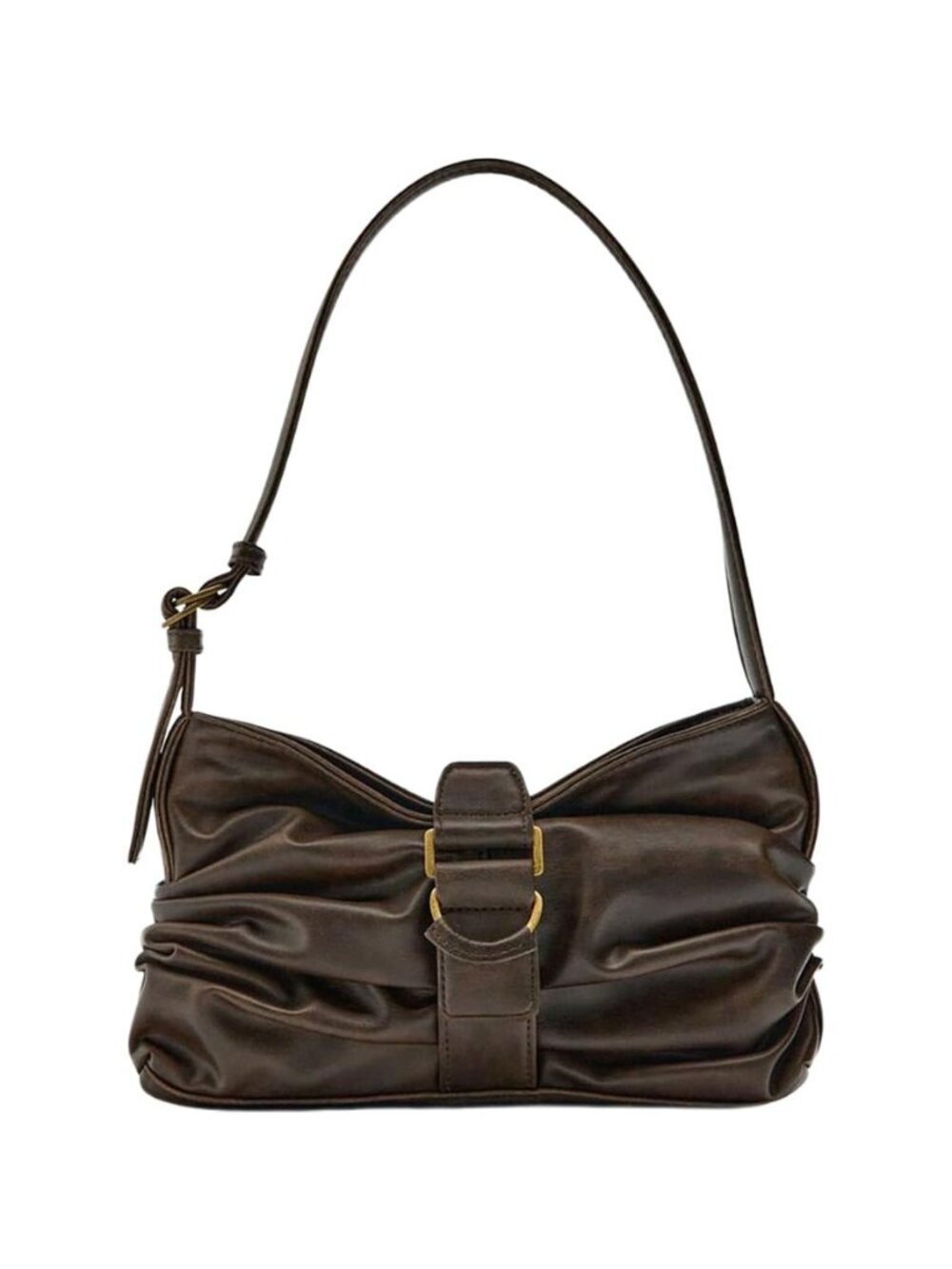 Women's Y2k Purse Buckle Shoulder Bag Vintage Punk Ruched Funky Leather Handbags